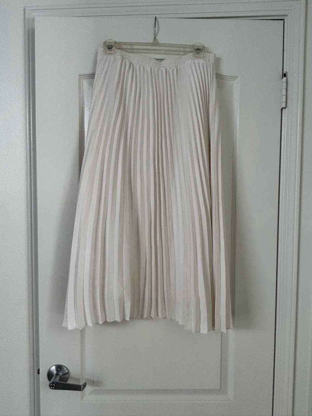 Women's Pleated Midi Skirt in Light Cream - Medium, A New Day